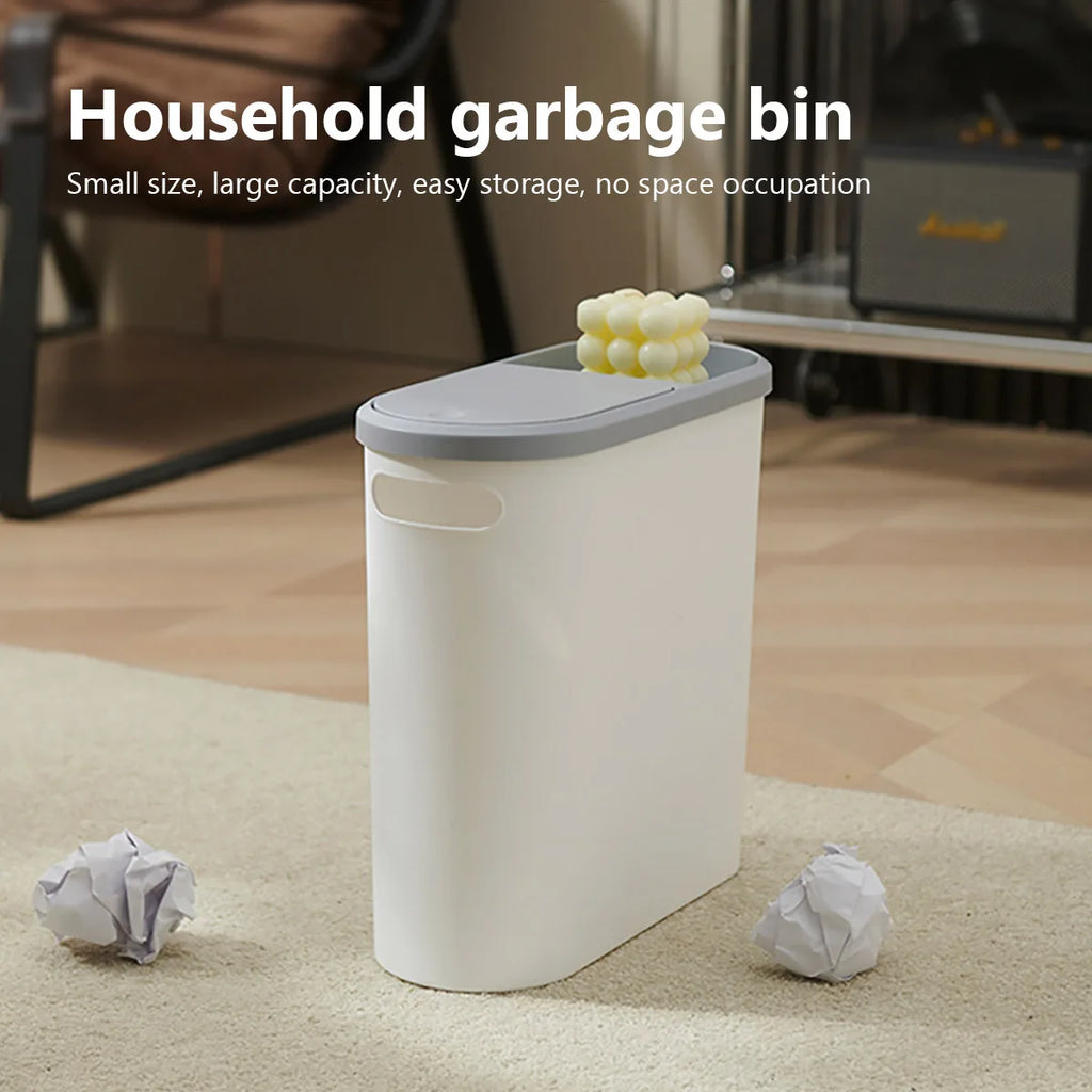 10L Bathroom Trash Can Press Type Garbage Can with Lid Trash Bin for Kitchen Bedroom Living Room Toilet Bucket Waste Trash Can