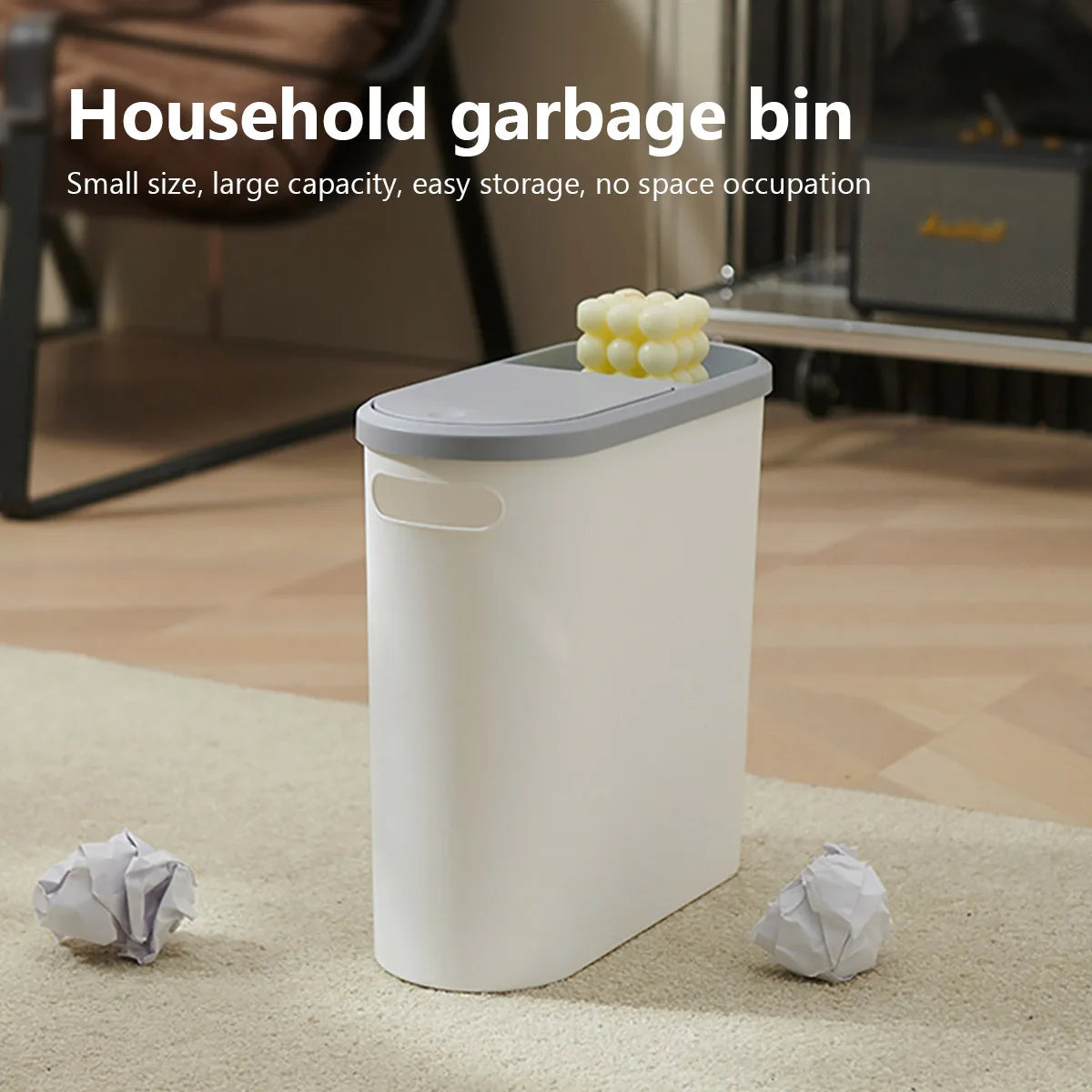 10L Bathroom Trash Can Press Type Garbage Can with Lid Trash Bin for Kitchen Bedroom Living Room Toilet Bucket Waste Trash Can