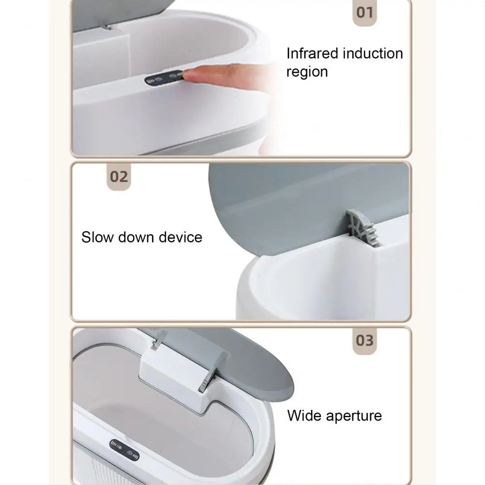 12L Dual Mode Kitchen Trash Can Smart Induction Trash Can Living Waterproof Garbage Can Bathroom Automatic Smart Trash Bin