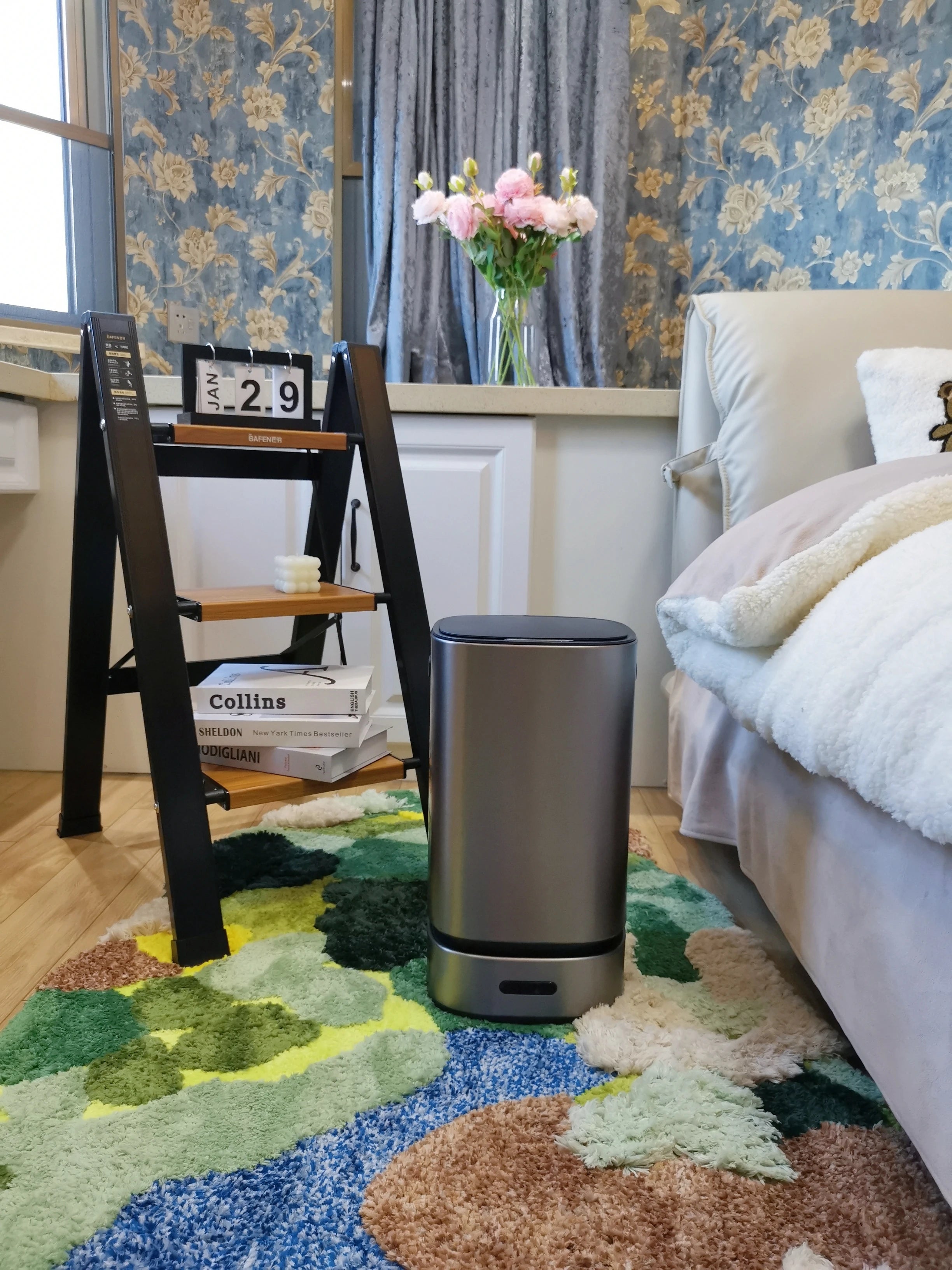 13L Smart Trash Can with Automatic Packing Garbage Bag Bathroom Toilet Trash Can Automatic Close Bag Adsorption Wastebasket