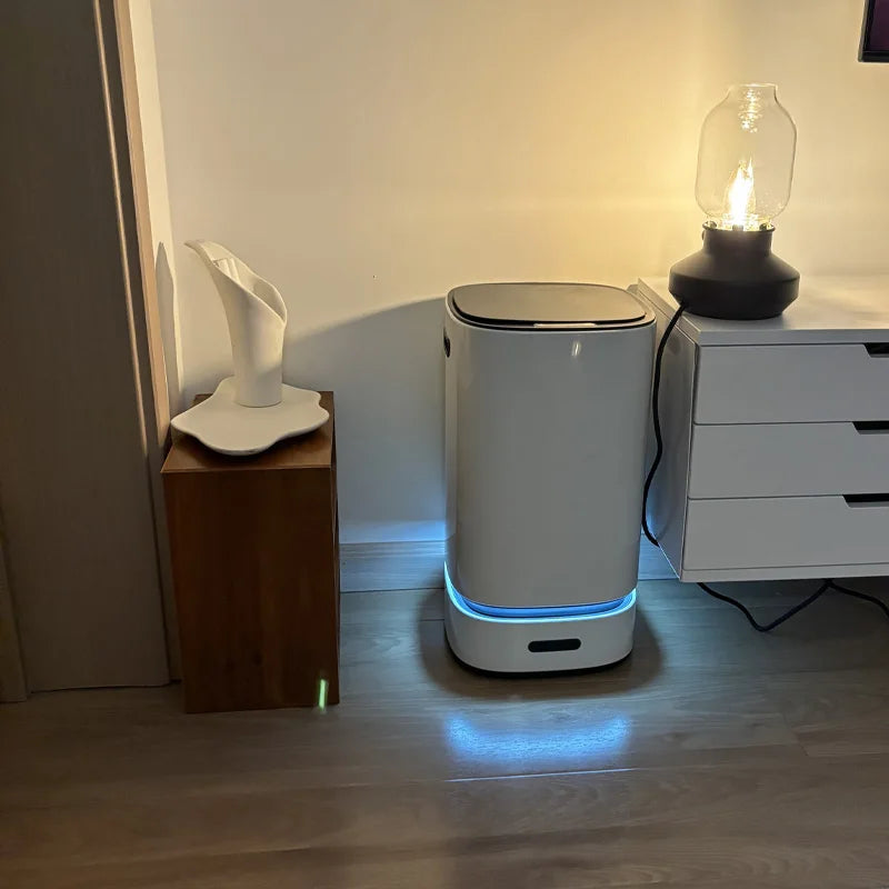 13L Smart Trash Can with Automatic Packing Garbage Bag Bathroom Toilet Trash Can Automatic Close Bag Adsorption Wastebasket