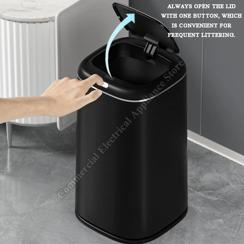 Smart Trash Home Living Room High-End Look LED Lighting 40L Large Capacity Motion-Sensing Trash Bin