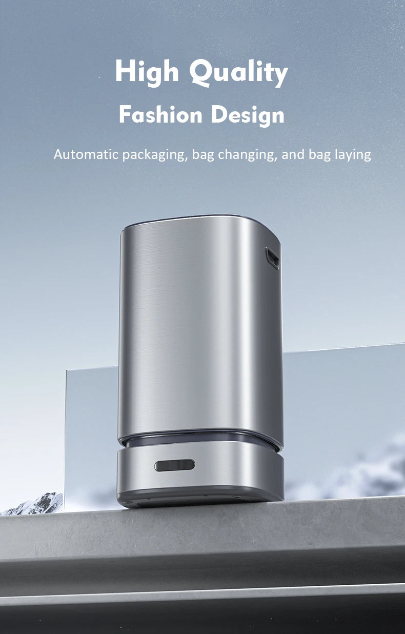 13L Smart Trash Can with Automatic Packing Garbage Bag Bathroom Toilet Trash Can Automatic Close Bag Adsorption Wastebasket