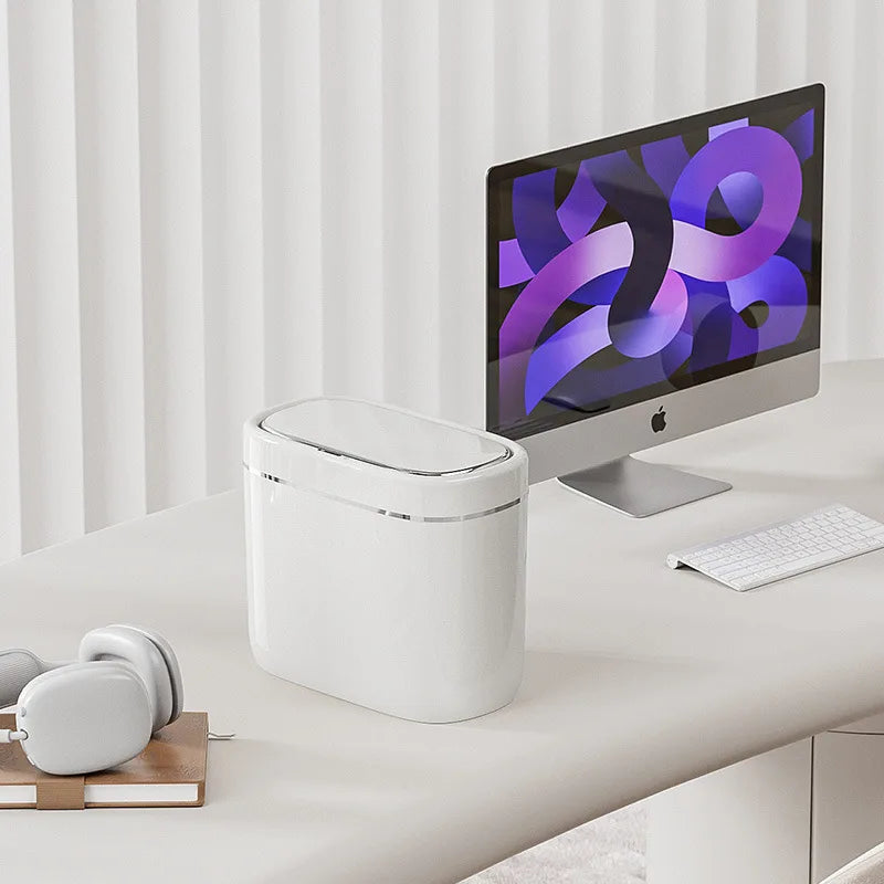 7/9L Narrow Smart Sensor Trash Can Automatic Wastebasket With Lid Desktop Trash Can Waterproof Toilet Dustbin Wastebasket