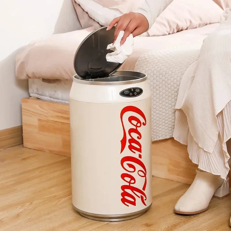 Automatic Waste Bins Creative Round Trash Can with Lid Wastebasket Design Garbage Baskets Bathroom Supplies Things for The Home