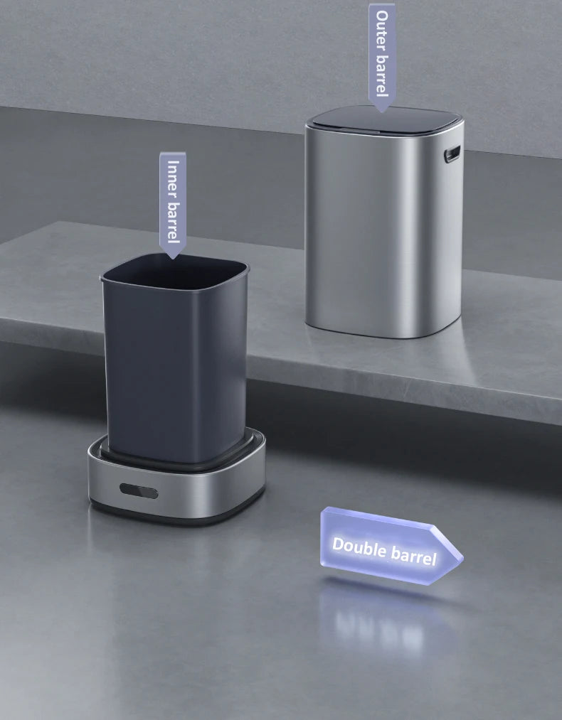 13L Smart Trash Can with Automatic Packing Garbage Bag Bathroom Toilet Trash Can Automatic Close Bag Adsorption Wastebasket