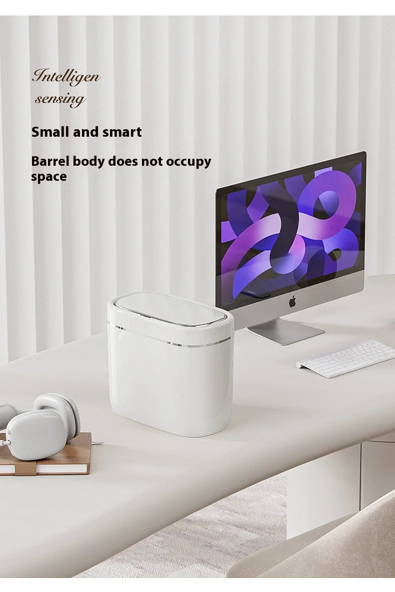 7/9L Narrow Smart Sensor Trash Can Automatic Wastebasket With Lid Desktop Trash Can Waterproof Toilet Dustbin Wastebasket