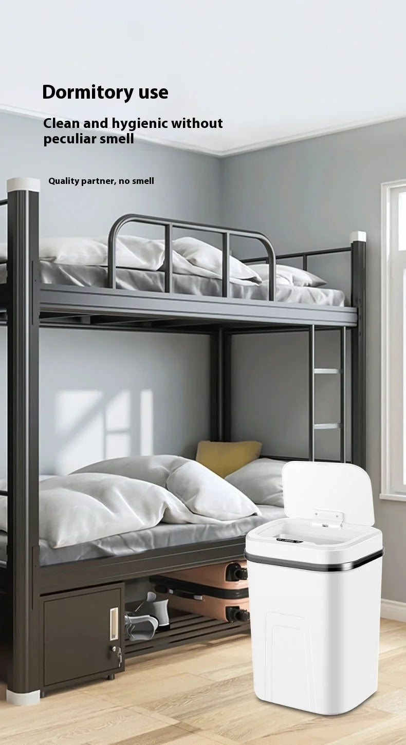 15L Silent Touchless Trash Can with Lid – Waterproof Smart Sensor Dustbin