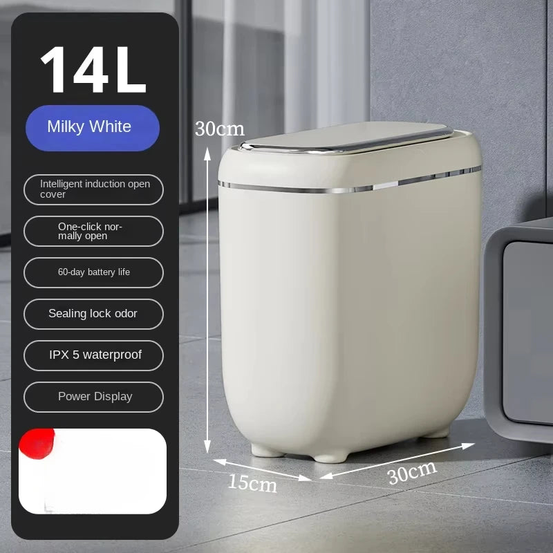 14L Smart Sensor trash can With Display Type-C Recharging Automatic Wastebin For Bathroom Kitchen Toilet Wastebasket Smart home