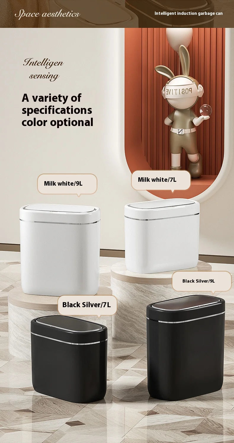 7/9L Narrow Smart Sensor Trash Can Automatic Wastebasket With Lid Desktop Trash Can Waterproof Toilet Dustbin Wastebasket