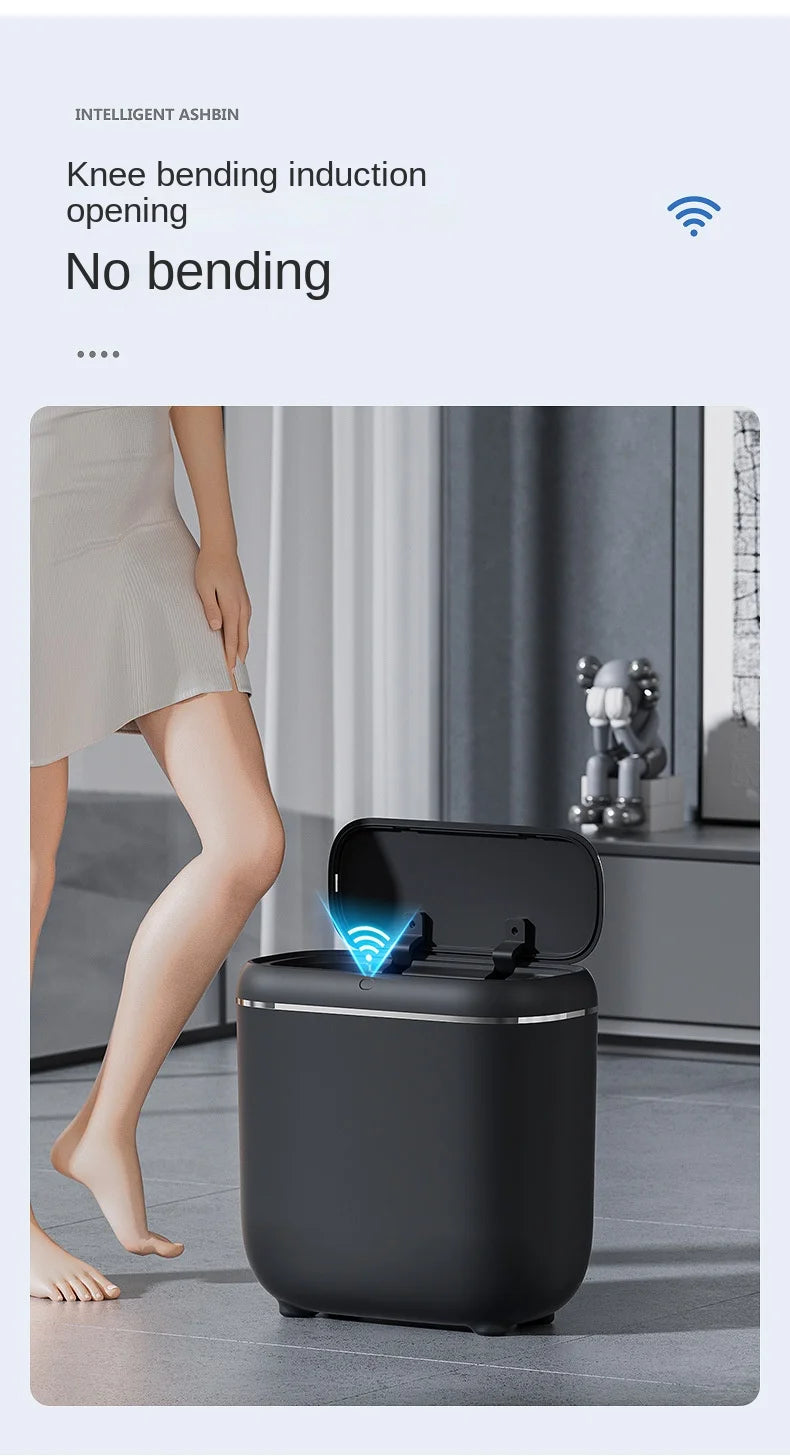 14L Smart Sensor trash can With Display Type-C Recharging Automatic Wastebin For Bathroom Kitchen Toilet Wastebasket Smart home