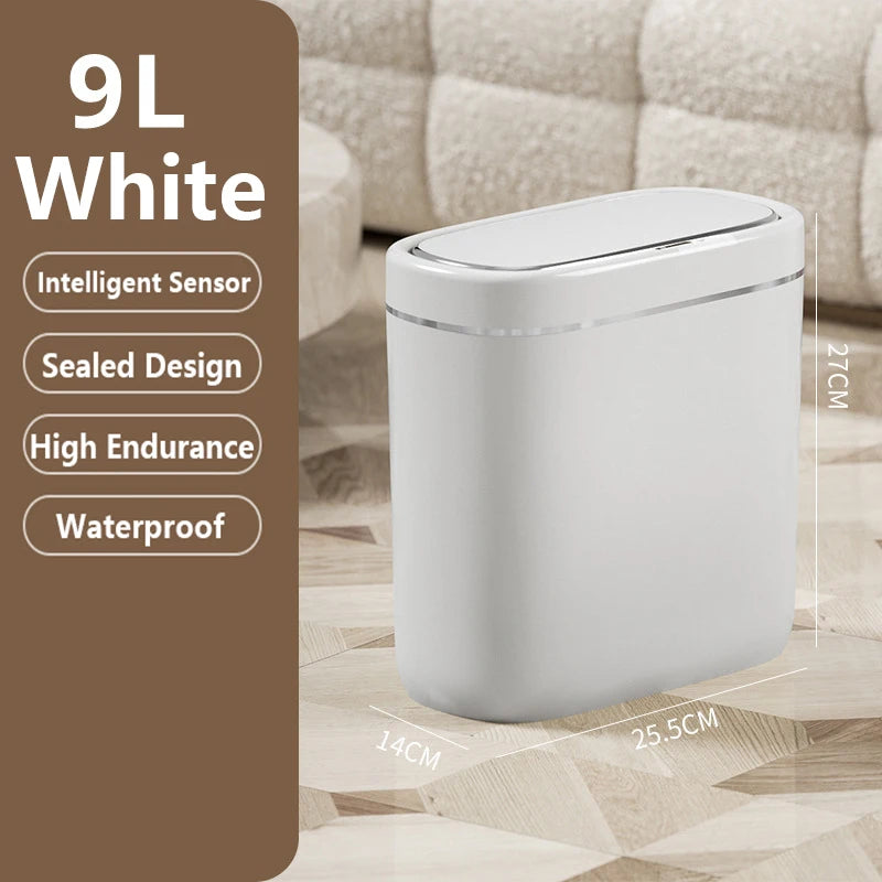 7/9L Narrow Smart Sensor Trash Can Automatic Wastebasket With Lid Desktop Trash Can Waterproof Toilet Dustbin Wastebasket