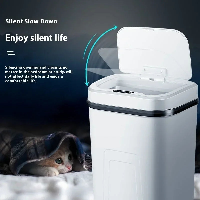15L Smart Trash Can Automatic Sensor Dustbin Touchless Bin Kitchen Bathroom Waterproof Bucket Garbage With Lid Home Wastebasket