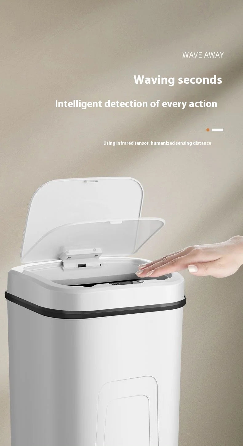 15L Silent Touchless Trash Can with Lid – Waterproof Smart Sensor Dustbin