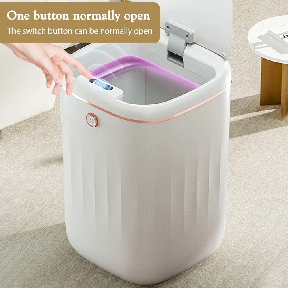 Household Garbage Bin Automatic Sensor Light Luxury Smart Wastebasket IPX5 Waterproof Large Capacity for Kitchen Bathroom Office