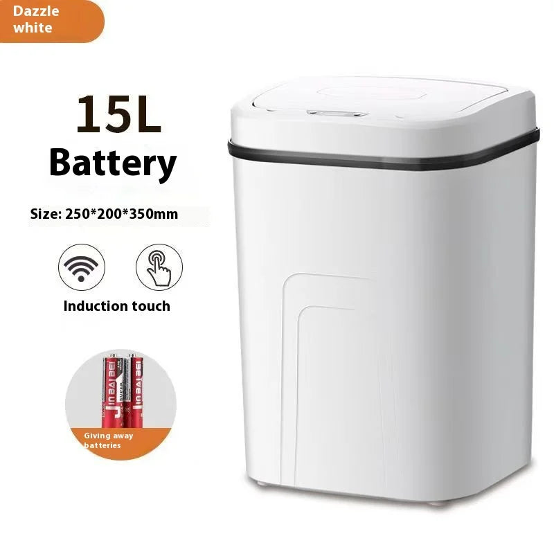15L Smart Trash Can Automatic Sensor Dustbin Touchless Bin Kitchen Bathroom Waterproof Bucket Garbage With Lid Home Wastebasket