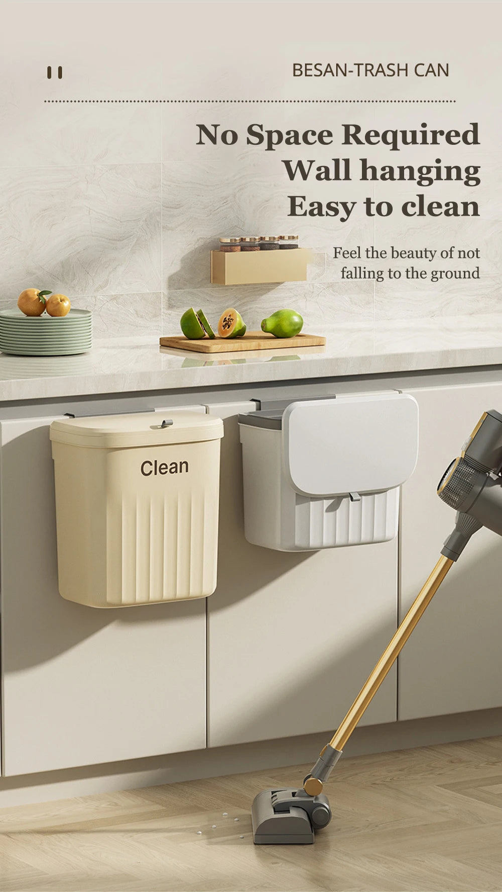 8.5/12L Hanging Trash can For Kitchen Cabinet Door Wall Mounted Recycling Garbage Basket with Lid Bathroom Kitchen Accessories