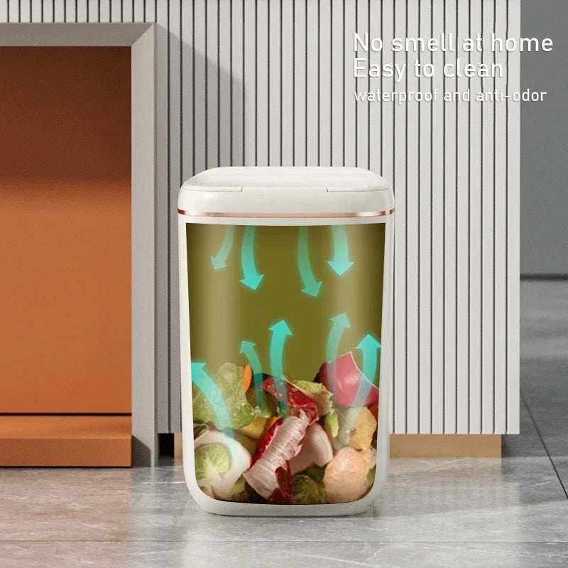 20L Automatic Smart Sensor Trash Can Waterproof Large-capacity Bathroom Toilet Paper Basket Kitchen Black Trash Bin