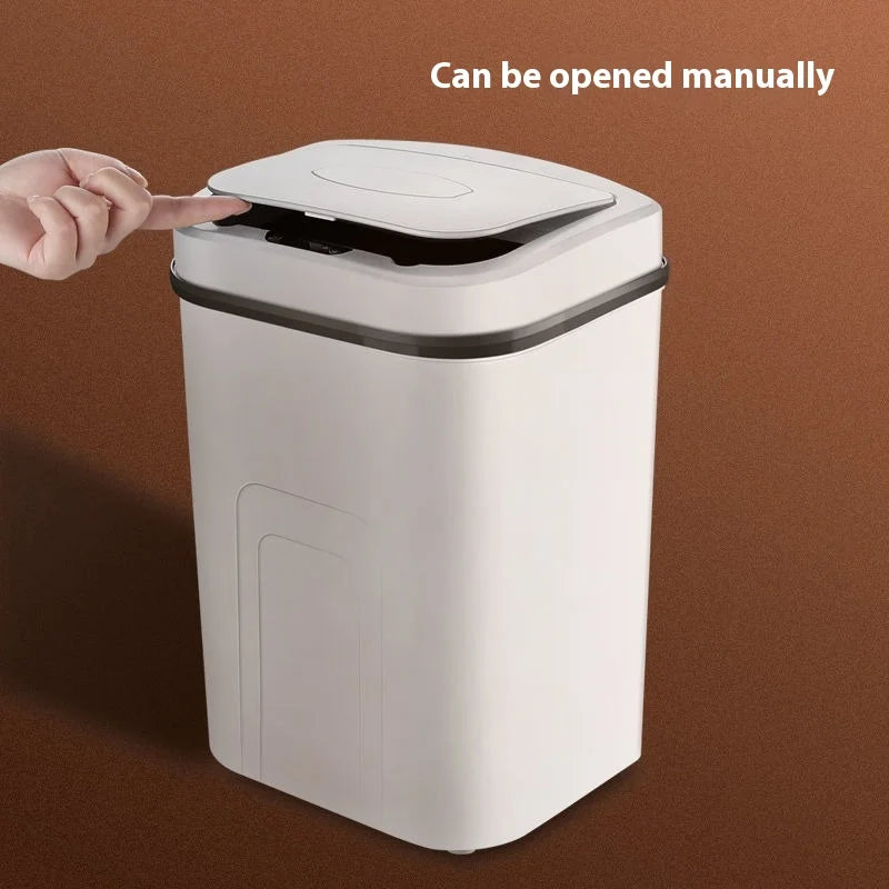 15L Silent Touchless Trash Can with Lid – Waterproof Smart Sensor Dustbin