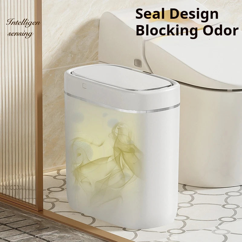 7/9L Narrow Smart Sensor Trash Can Automatic Wastebasket With Lid Desktop Trash Can Waterproof Toilet Dustbin Wastebasket