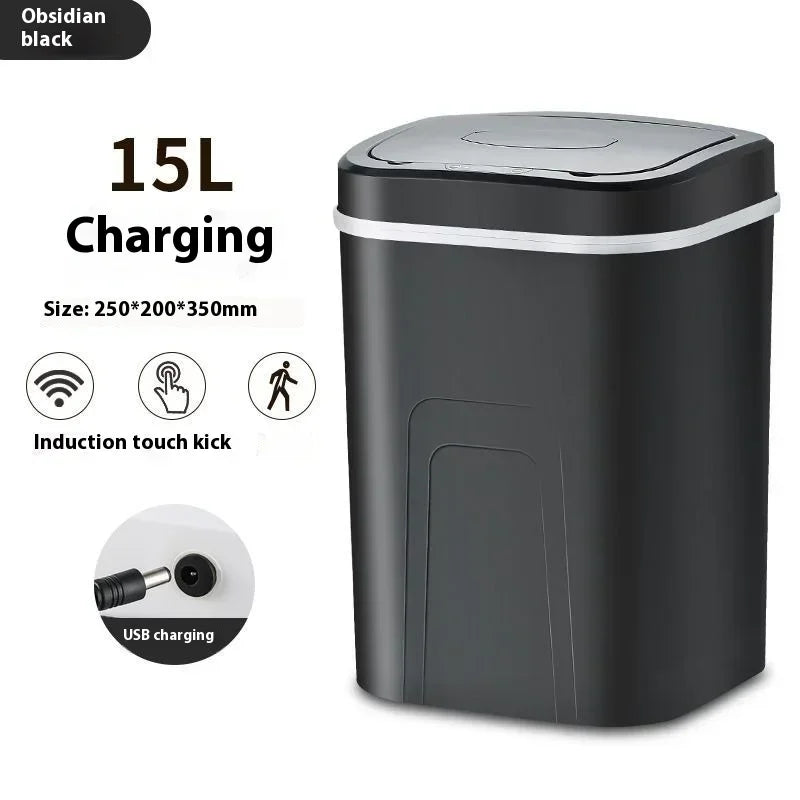 15L Smart Trash Can Automatic Sensor Dustbin Touchless Bin Kitchen Bathroom Waterproof Bucket Garbage With Lid Home Wastebasket