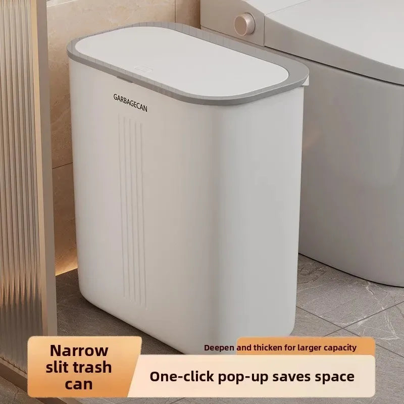 Trash can narrow slot toilet trash can with lid household toilet press with narrow style