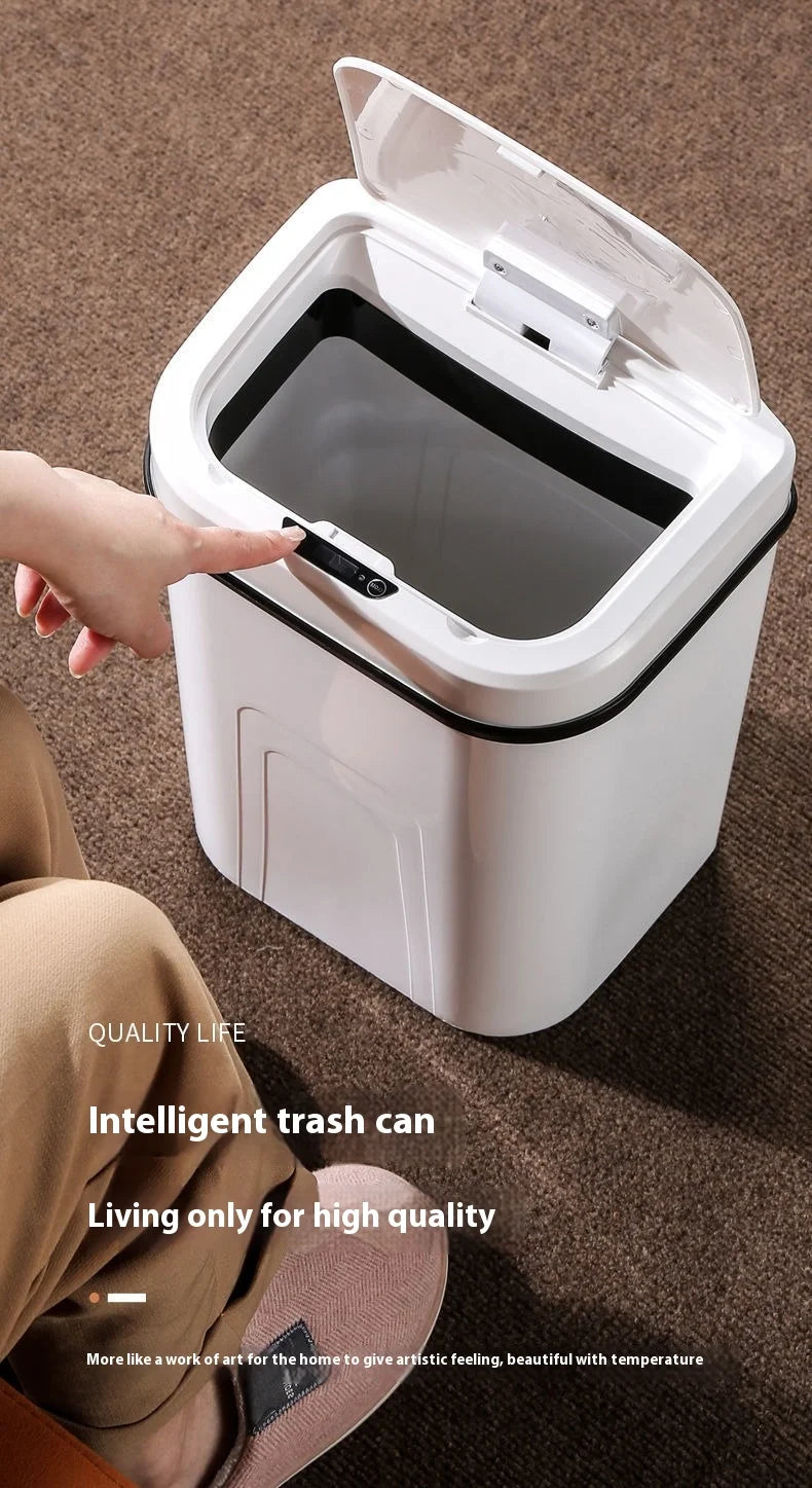 15L Silent Touchless Trash Can with Lid – Waterproof Smart Sensor Dustbin