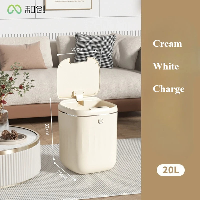 20L Automatic Smart Sensor Trash Can Waterproof Large-capacity Bathroom Toilet Paper Basket Kitchen Black Trash Bin